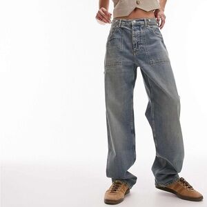 Topshop Carpenter jeans in authentic light blue